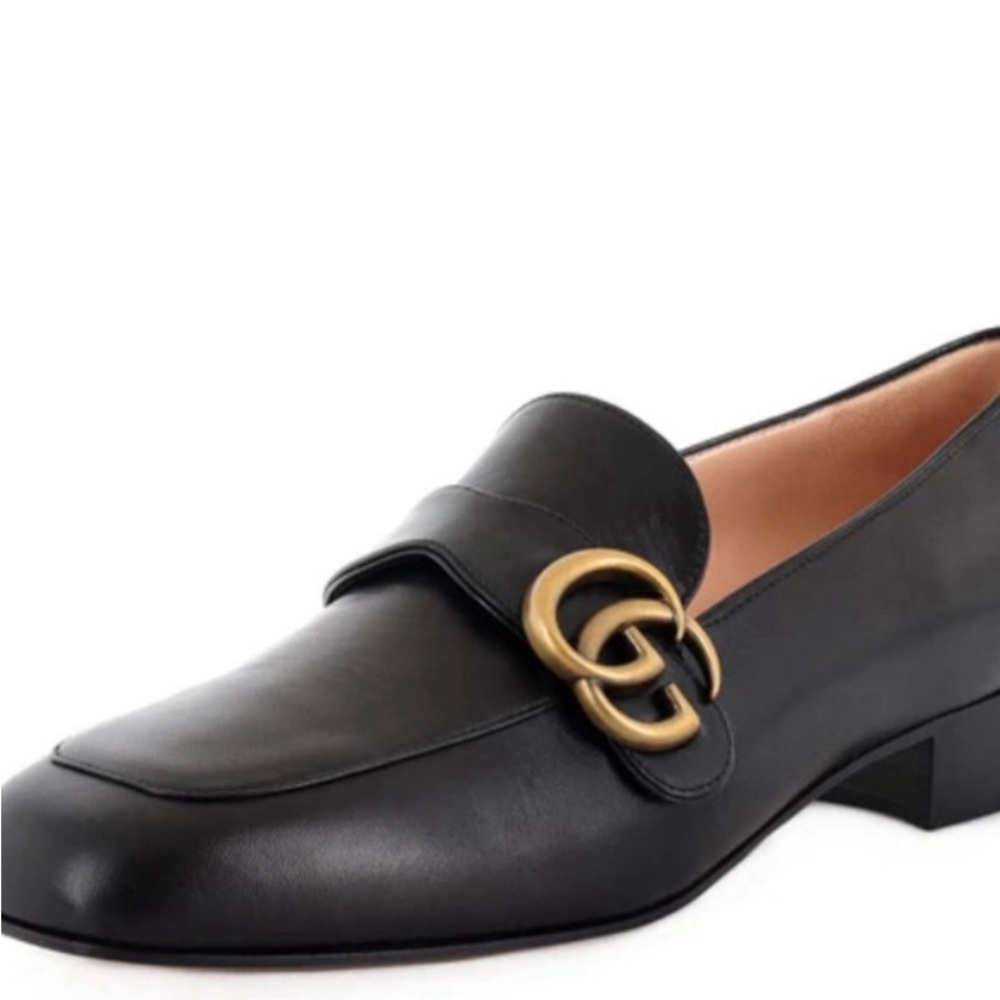 NEW GUCCI Double G Black Leather Loafers!